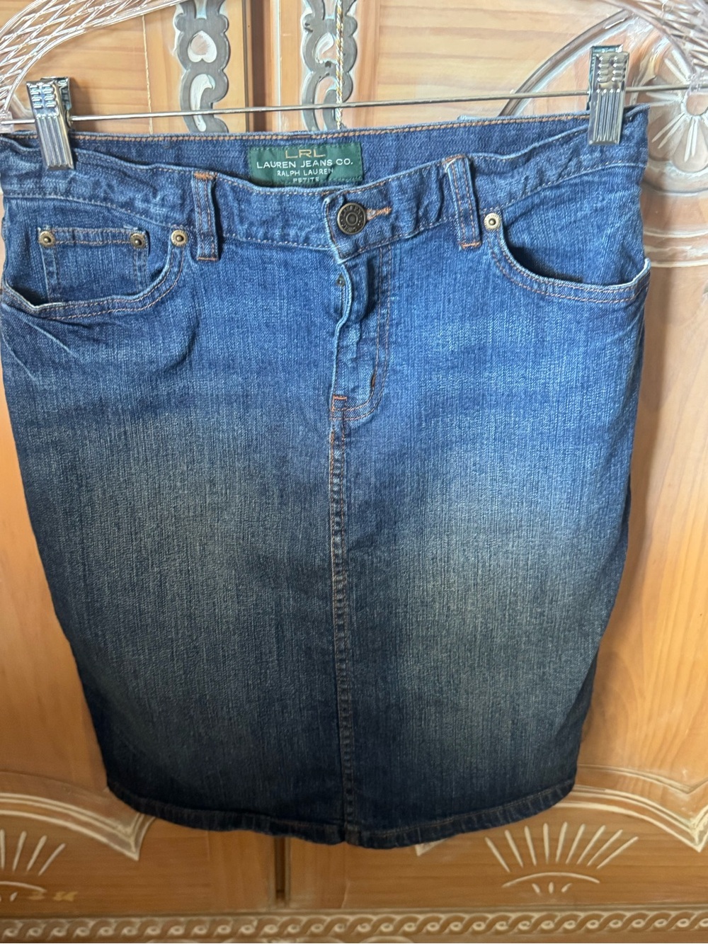 Lauren Ralph Lauren Mid Blue Straight Leg Denim Skirt